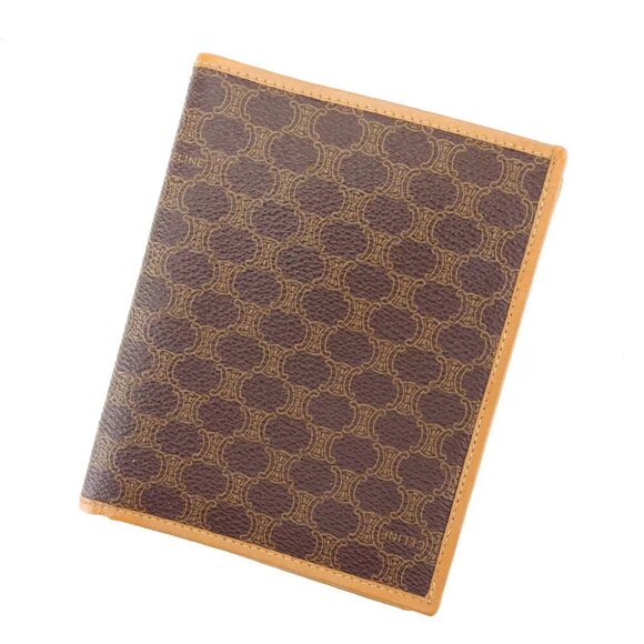 Celine bi-fold wallet macadam Brown beige Women Men Authentic